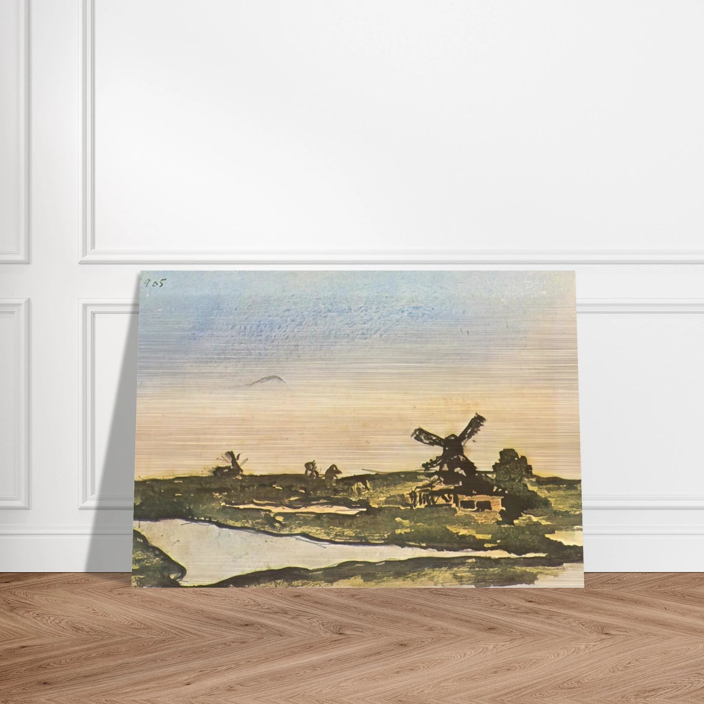 Dutch landscape with windmills - Pablo Picasso Brushed Aluminum Print - 70x100 cm / 28x40 inches | Pablo Picasso Aluminum Print | Pablo Picasso Prints