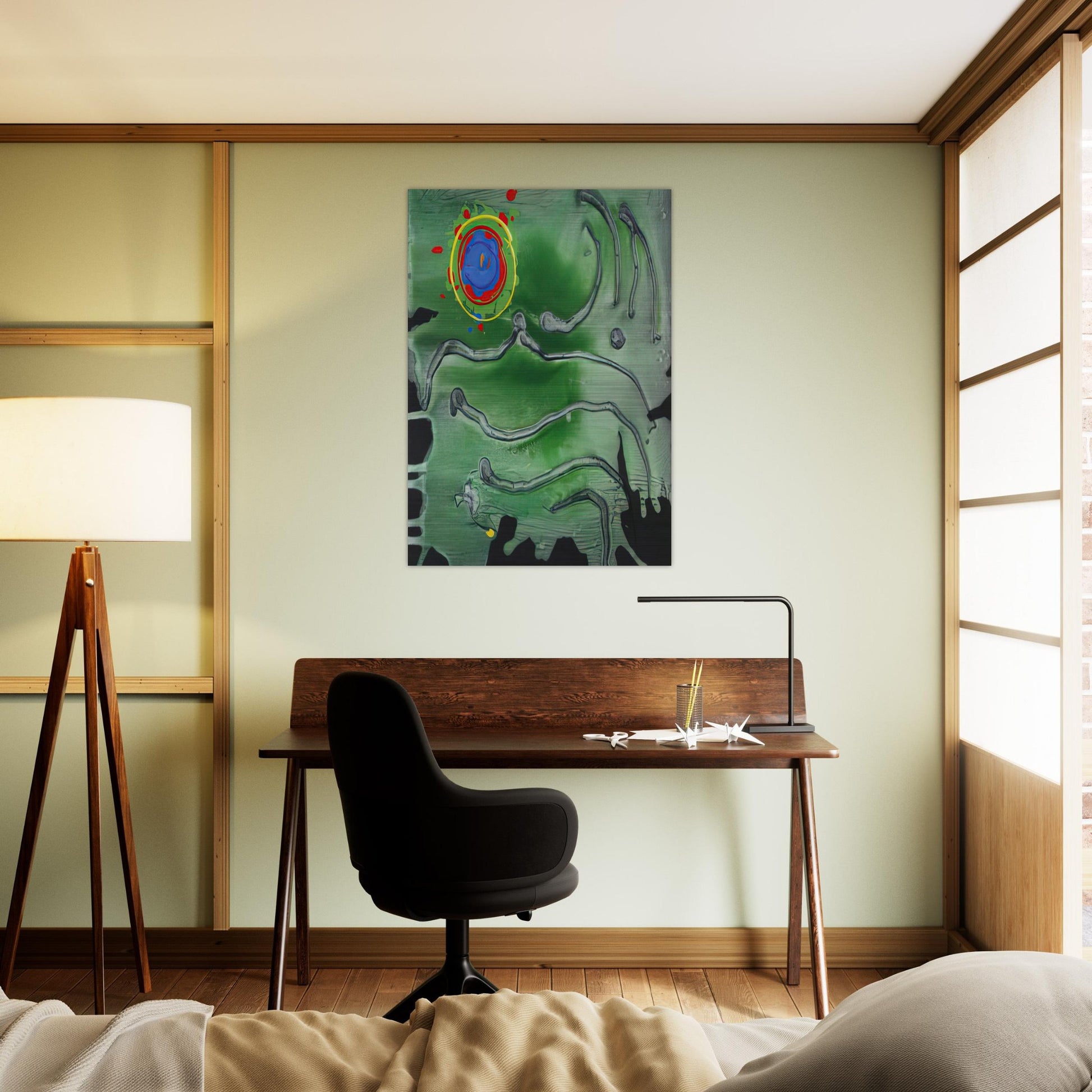 Green Sea Moon - 2006 - John Hoyland Brushed Aluminum Print - 70x100 cm / 28x40 inches | John Hoyland Aluminum Print | John Hoyland Prints