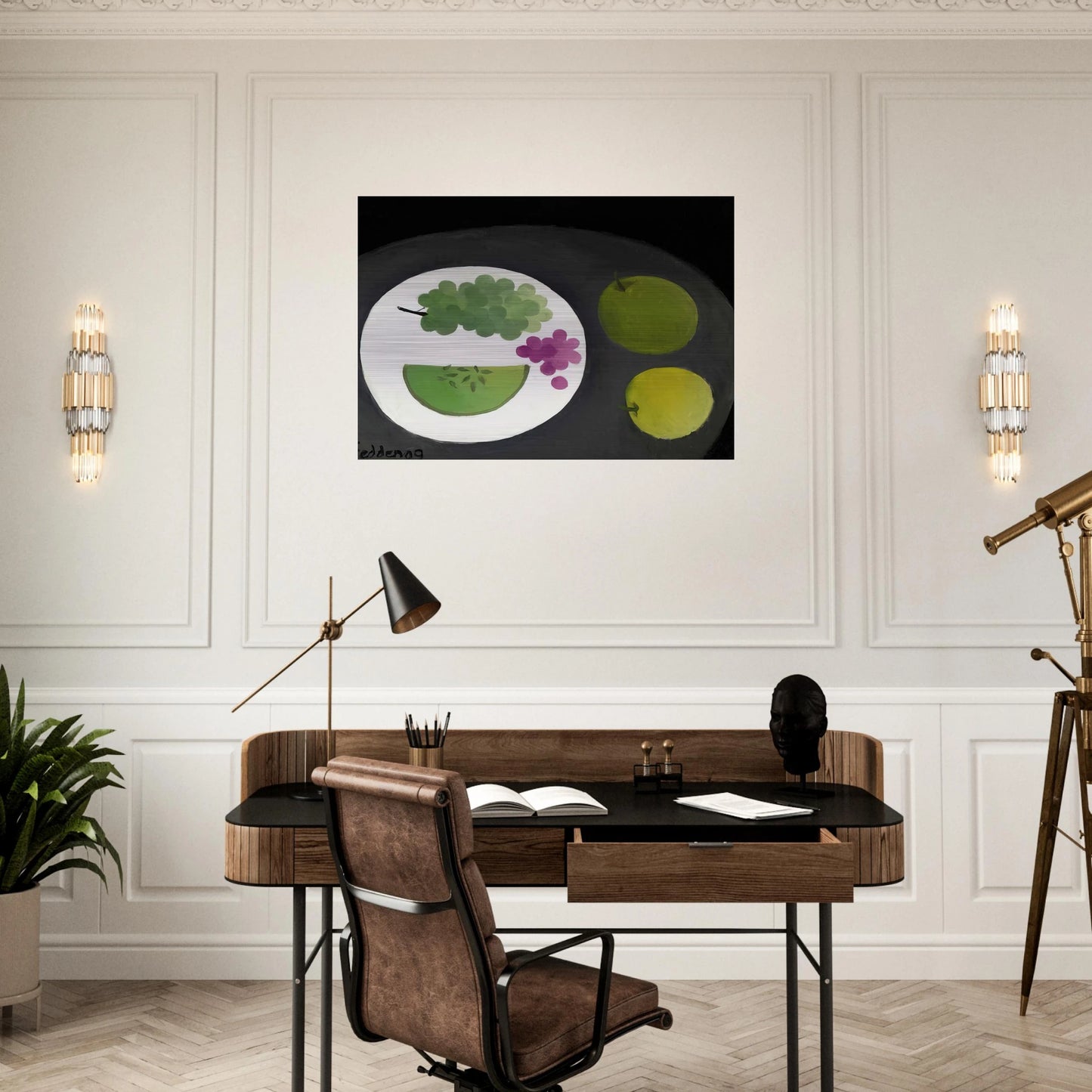 Melon and Grapes - 2009 - Mary Fedden Brushed Aluminum Print - 70x100 cm / 28x40 inches | Mary Fedden Aluminum Print | Mary Fedden Prints