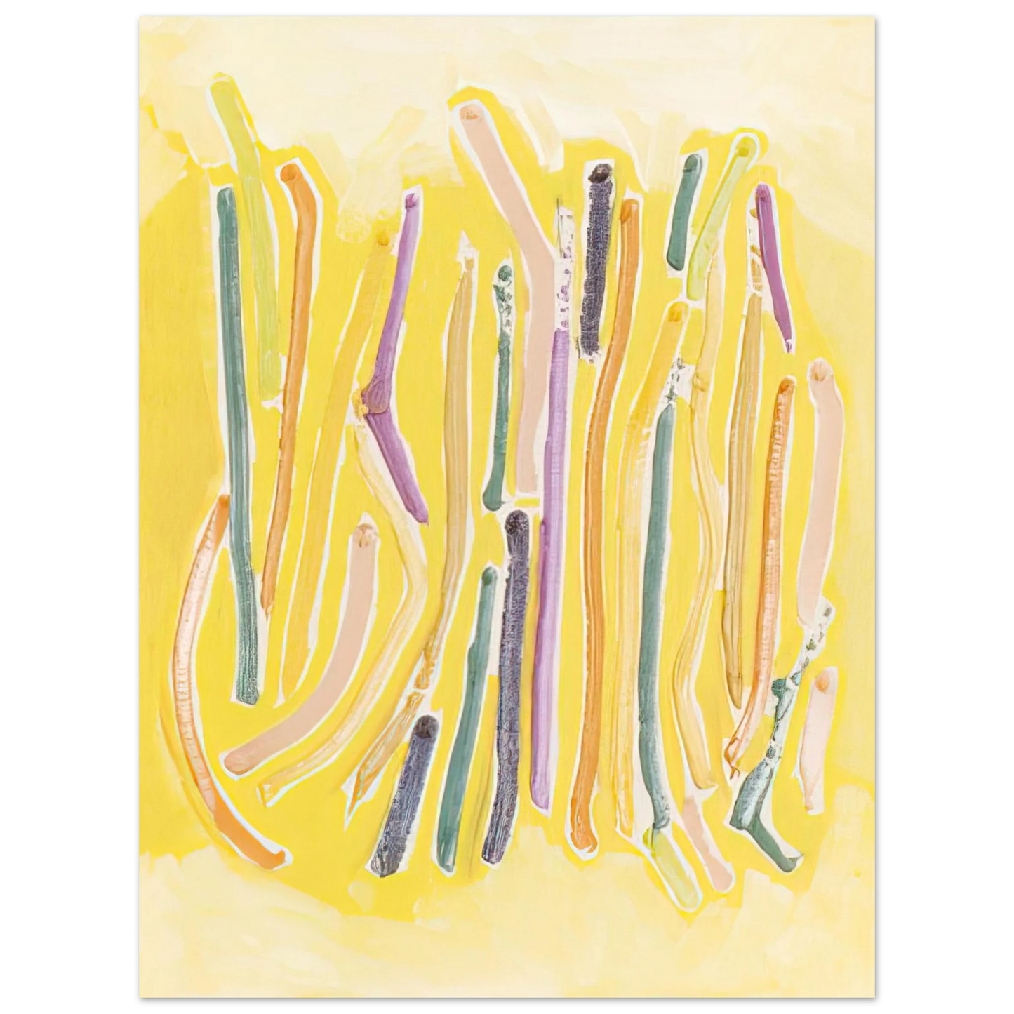 Ronnie Landfield - Yellow Line Painting - 1973  75x100 cm / 30x40inches Fine Art Poster