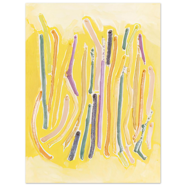 Ronnie Landfield - Yellow Line Painting - 1973  75x100 cm / 30x40inches Fine Art Poster