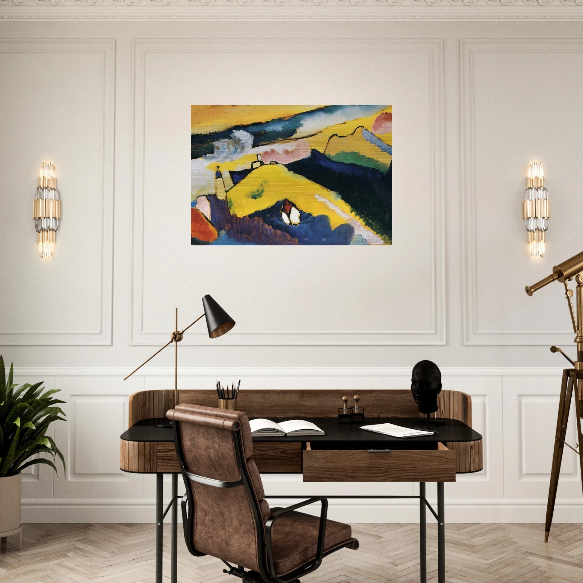 MOUNTAIN LANDSCAPE WITH CHURCH 1910 - Wassily Kandinsky Brushed Aluminum Print - 70x100 cm / 28x40 inches | Wassily Kandinsky Aluminum Print | Wassily Kandinsky Prints