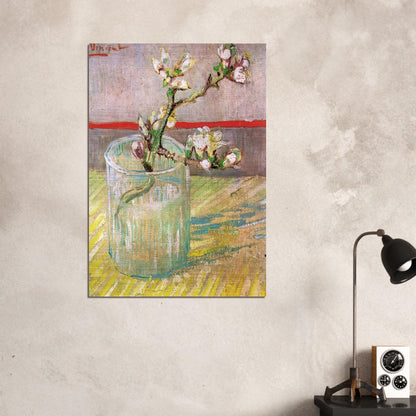 Blossoming Almond Branch in a Glass - Vincent van Gogh Brushed Aluminum Print - 70x100 cm / 28x40 inches | Vincent van Gogh Aluminum Print | Vincent van Gogh Prints