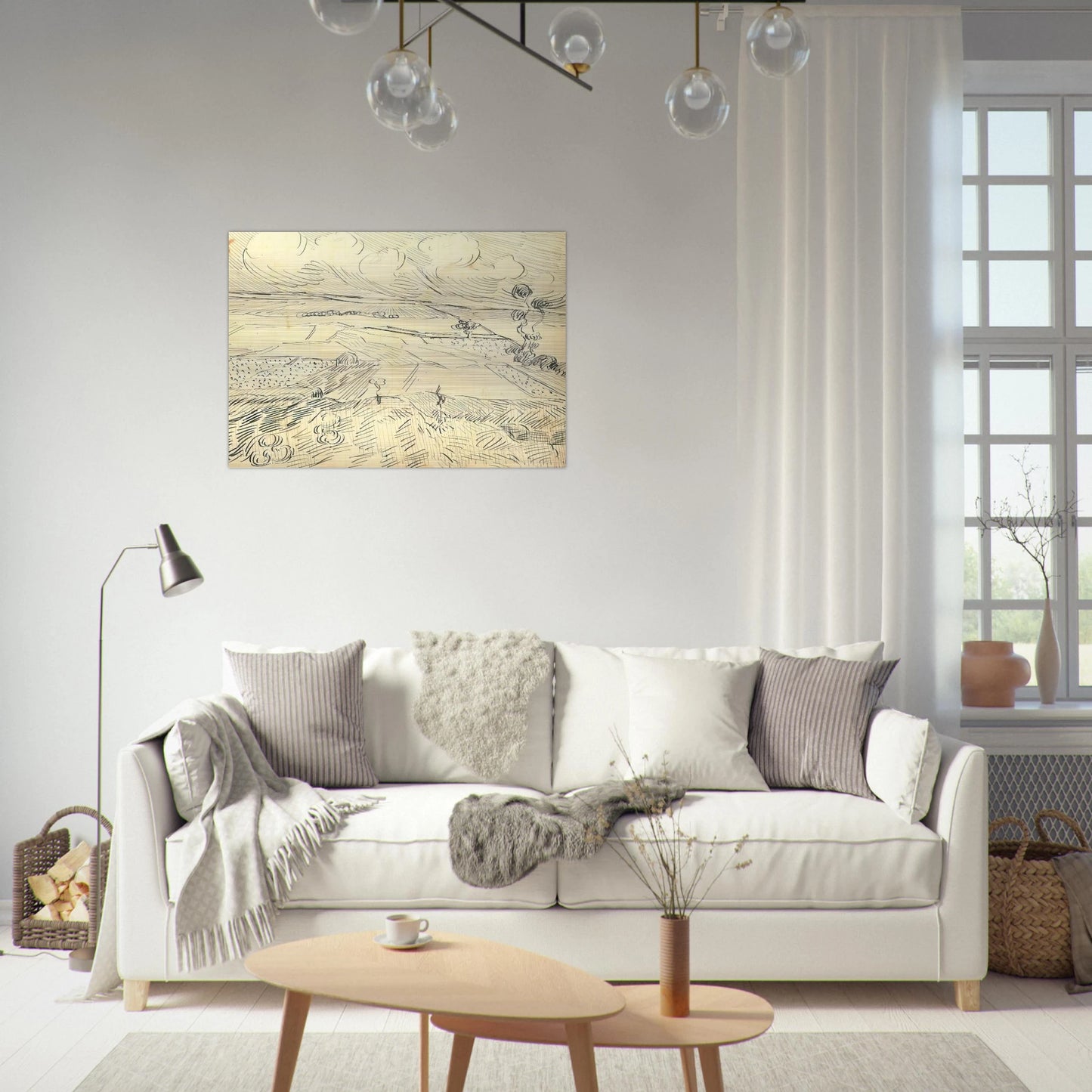 Wheat Fields - Vincent van Gogh Brushed Aluminum Print - 70x100 cm / 28x40 inches | Vincent van Gogh Aluminum Print | Vincent van Gogh Prints