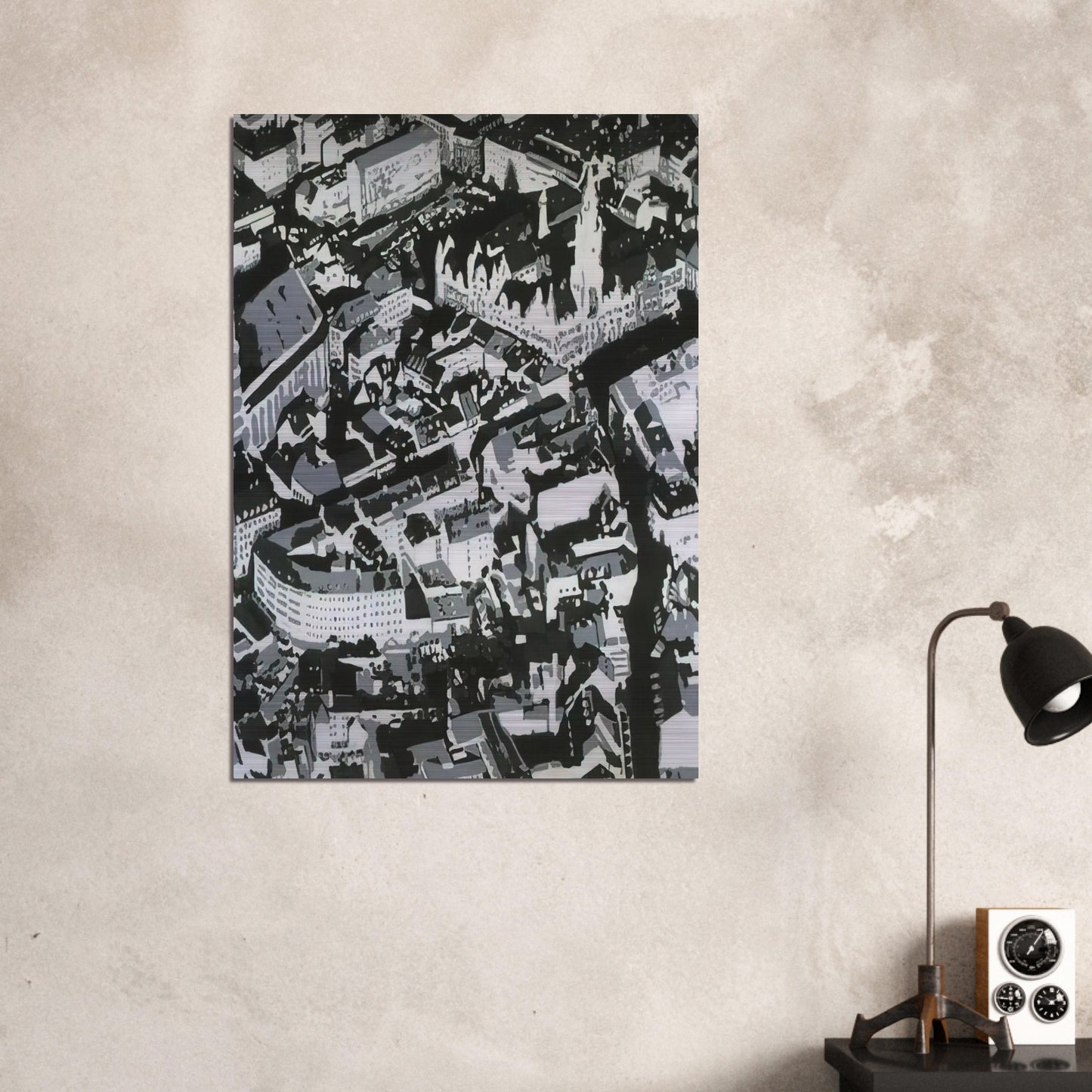 TOWNSCAPE MU 1968 - Gerhard Richter Brushed Aluminum Print - 70x100 cm / 28x40 inches | Gerhard Richter Aluminum Print | Gerhard Richter Prints