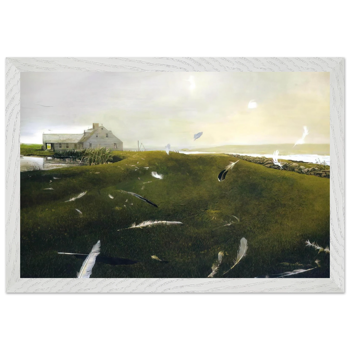Andrew Wyeth - AIRBORNE Wall Art - 30x40 cm / 12x16 inches - Premium Wooden Framed Poster With Fine Art Paper-canvas - Wood frame