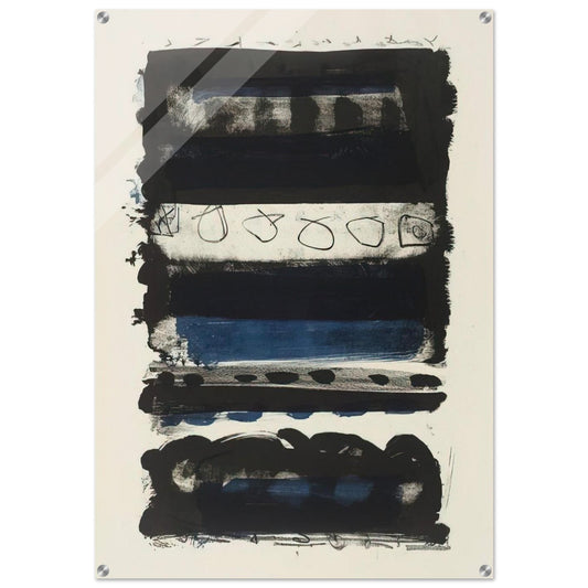 Black and Blue Stripes - 1958 - Patrick Heron Acrylic Print - 70x100 cm / 28x40″ inches | Patrick Heron Wall Art | Patrick Heron Prints