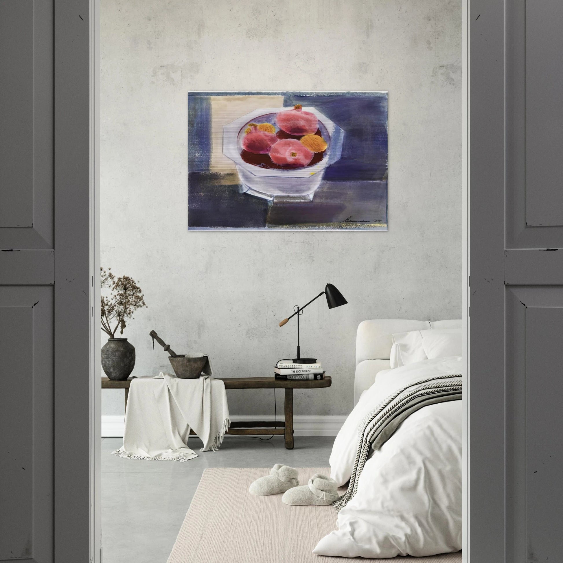 Still Life with Bowl of Pomegranates - 1964 - Morris Graves Brushed Aluminum Print - 70x100 cm / 28x40 inches | Morris Graves Aluminum Print | Morris Graves Prints