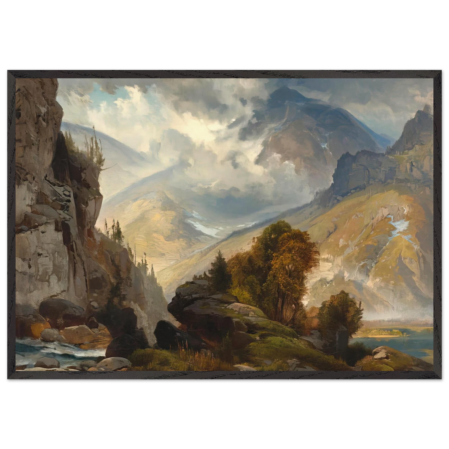 The White Mountains - Thomas Moran 70x100 cm / 28x40 inches Framed Art Print – Black Wooden Frame