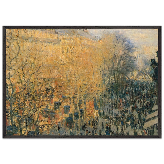 Boulevard of Capucines - claude monet 70x100 cm / 28x40 inches Framed Art Print – Black Wooden Frame