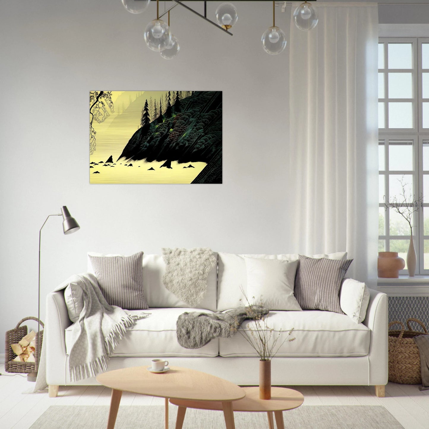 Spruce Redwood and Pine - Eyvind Earle Brushed Aluminum Print - 70x100 cm / 28x40 inches | Eyvind Earle Aluminum Print | Eyvind Earle Prints