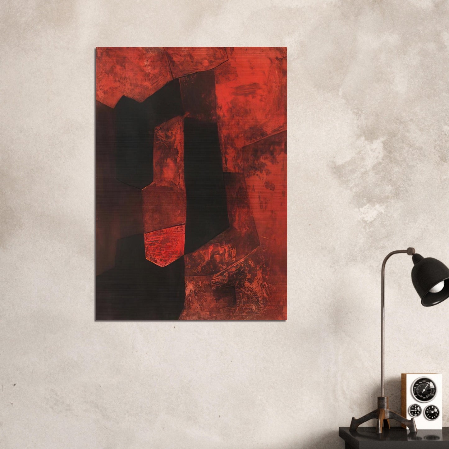 Composition brune et rouge - 1964 - Serge Poliakoff Brushed Aluminum Print - 70x100 cm / 28x40 inches | Serge Poliakoff Aluminum Print | Serge Poliakoff Prints