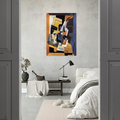VIOLIN AND GLASS 1918 - Juan Gris Brushed Aluminum Print - 70x100 cm / 28x40 inches | Juan Gris Aluminum Print | Juan Gris Prints