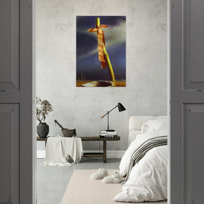 PINK KNOT AND SHELL ON THE SEASHORE - Salvador Dali Brushed Aluminum Print - 70x100 cm / 28x40 inches | Salvador Dali Aluminum Print | Salvador Dali Prints
