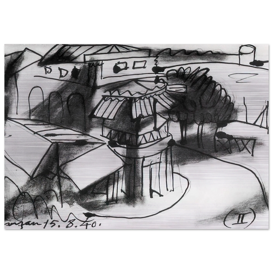 Café in Royan - 1940 - Pablo Picasso Brushed Aluminum Print - 70x100 cm / 28x40 inches | Pablo Picasso Aluminum Print | Pablo Picasso Prints
