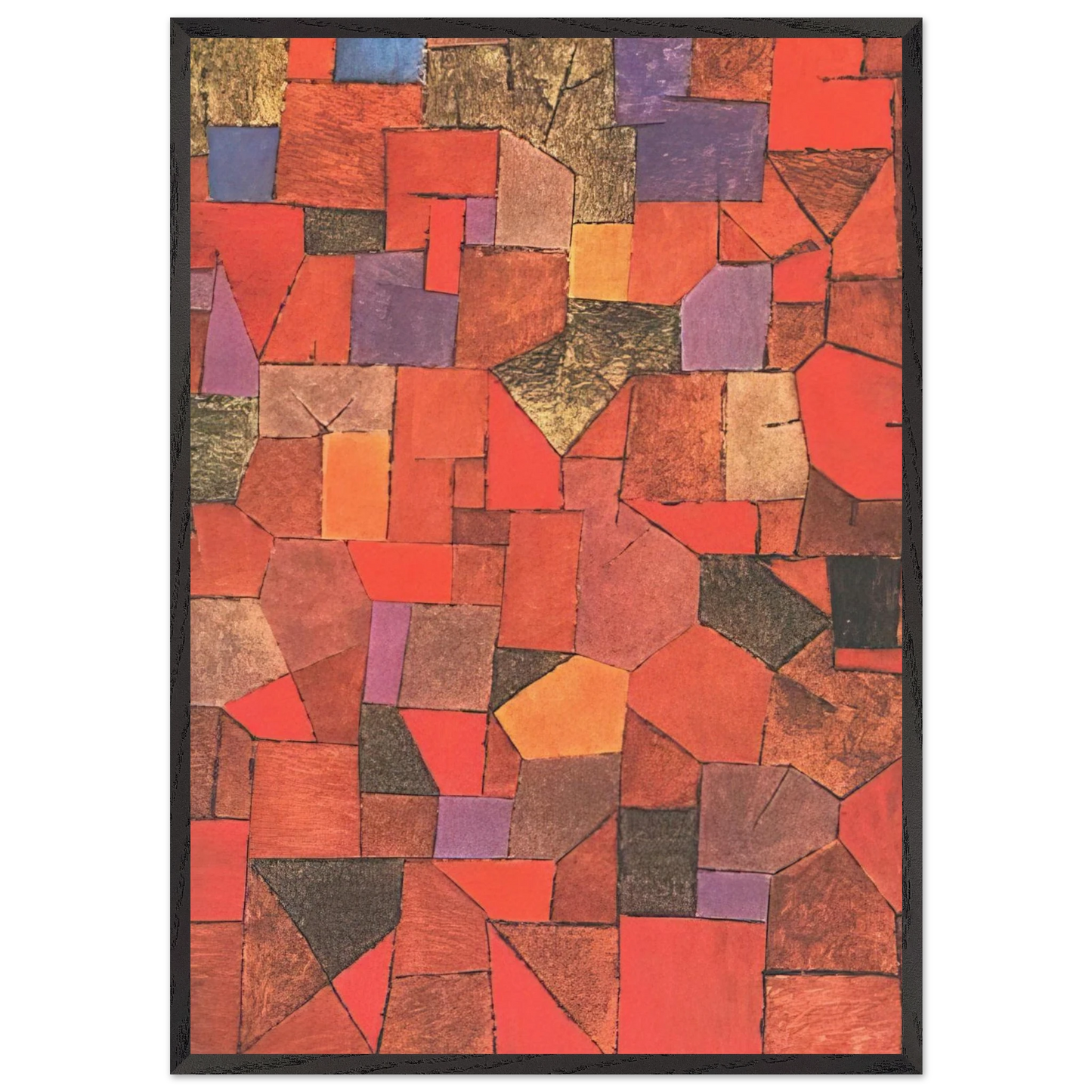 MOUNTAIN VILLAGE AUTUMNAL 1934 - Paul Klee 70x100 cm / 28x40 inches Framed Art Print – Black Wooden Frame