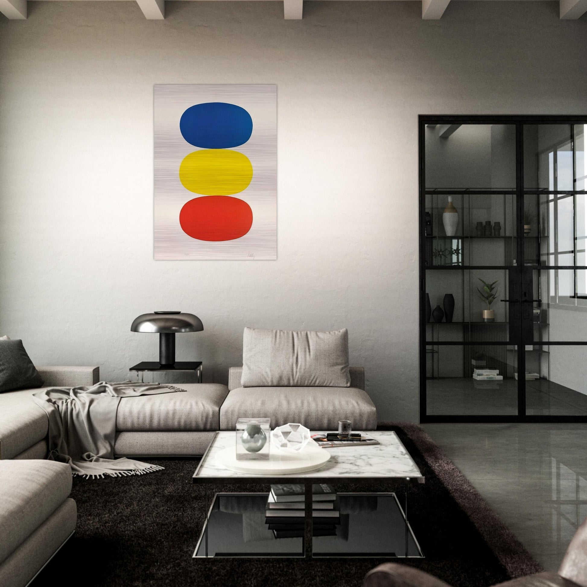 Blue and Yellow and Red-Orange - Ellsworth Kelly Brushed Aluminum Print - 70x100 cm / 28x40 inches | Ellsworth Kelly Aluminum Print | Ellsworth Kelly Prints