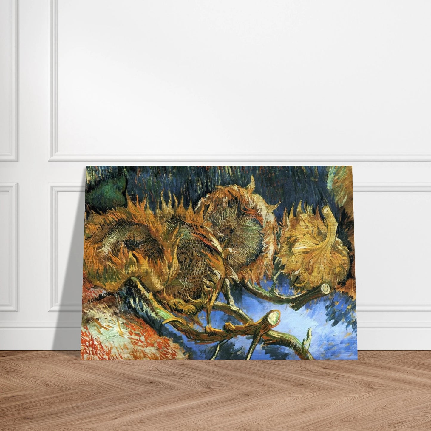 Still Life with Four Sunflowers - Vincent van Gogh Brushed Aluminum Print - 70x100 cm / 28x40 inches | Vincent van Gogh Aluminum Print | Vincent van Gogh Prints