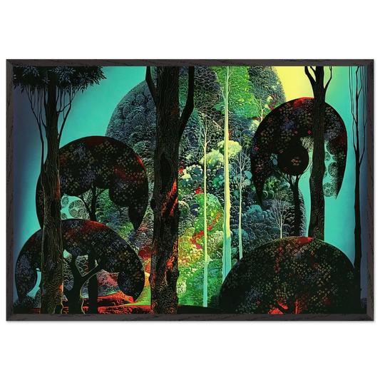 Fired by Sun - Eyvind Earle 70x100 cm / 28x40 inches Framed Art Print – Black Wooden Frame