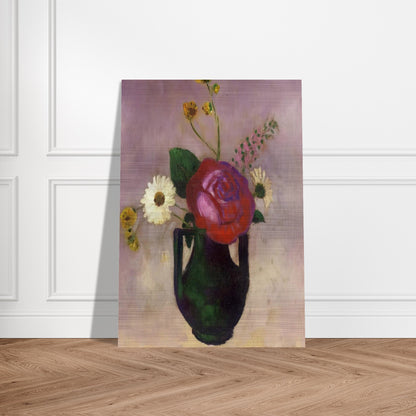 ROSE AND DAISY - Odilon Redon Brushed Aluminum Print - 70x100 cm / 28x40 inches | Odilon Redon Aluminum Print | Odilon Redon Prints