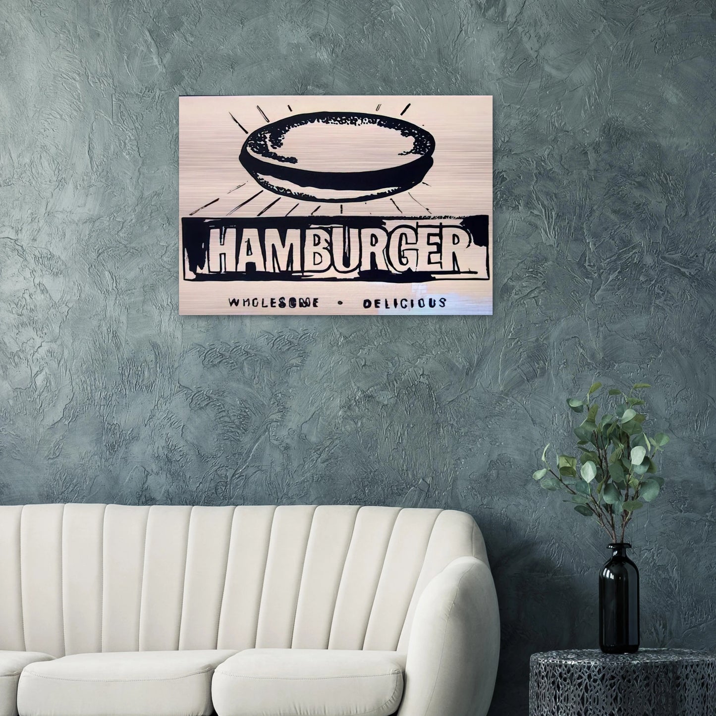 Hamburger  beige  - Andy Warhol Brushed Aluminum Print - 70x100 cm / 28x40 inches | Andy Warhol Aluminum Print | Andy Warhol Prints