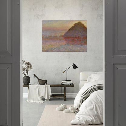 Grainstack Sunset - claude monet Brushed Aluminum Print - 70x100 cm / 28x40 inches | claude monet Aluminum Print | claude monet Prints