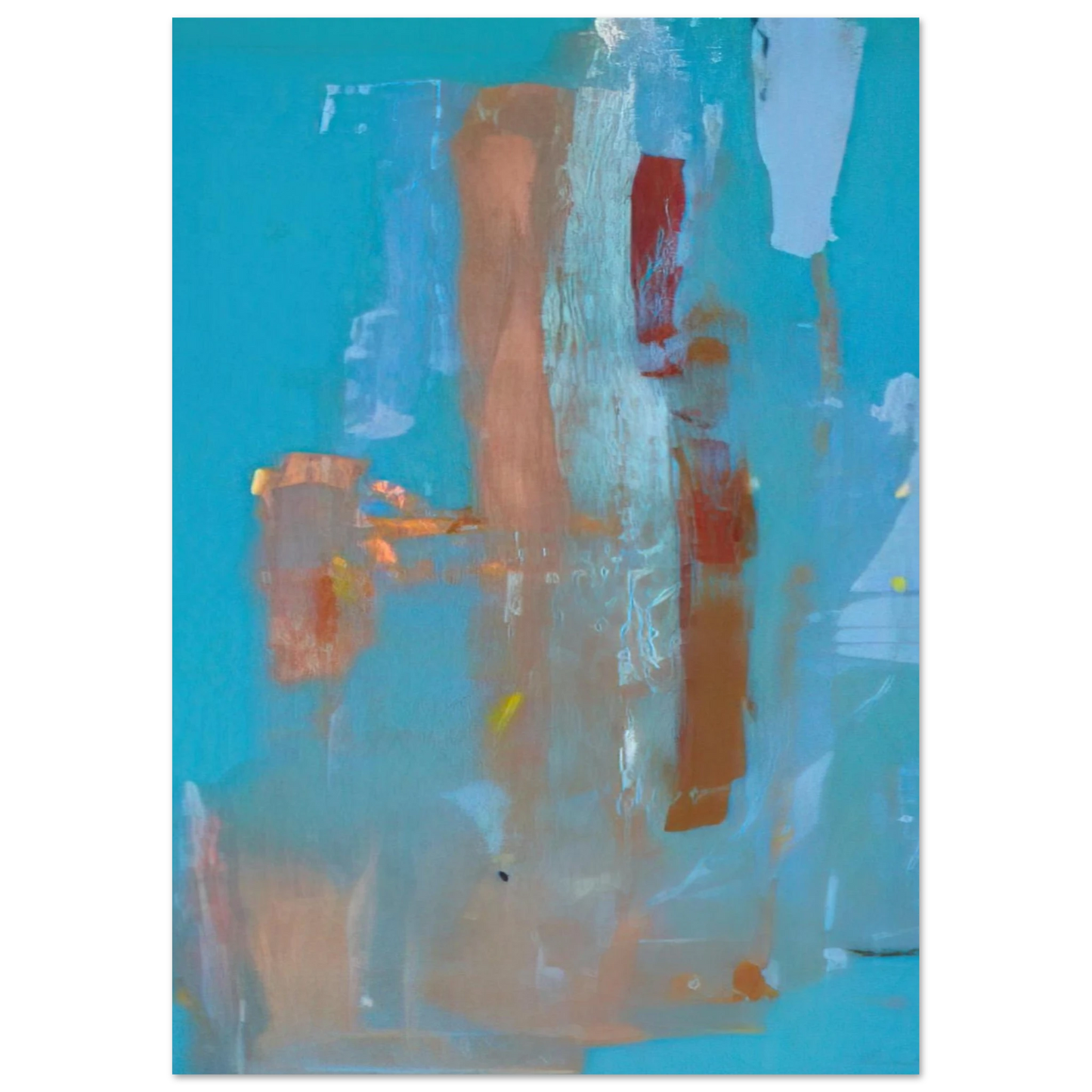 Helen Frankenthaler - In on Blue - 1976 Wall art - 28x43  cm / XL (11x17 inches) - Premium Wooden Framed Poster With Fine Art Paper-canvas - Black frame