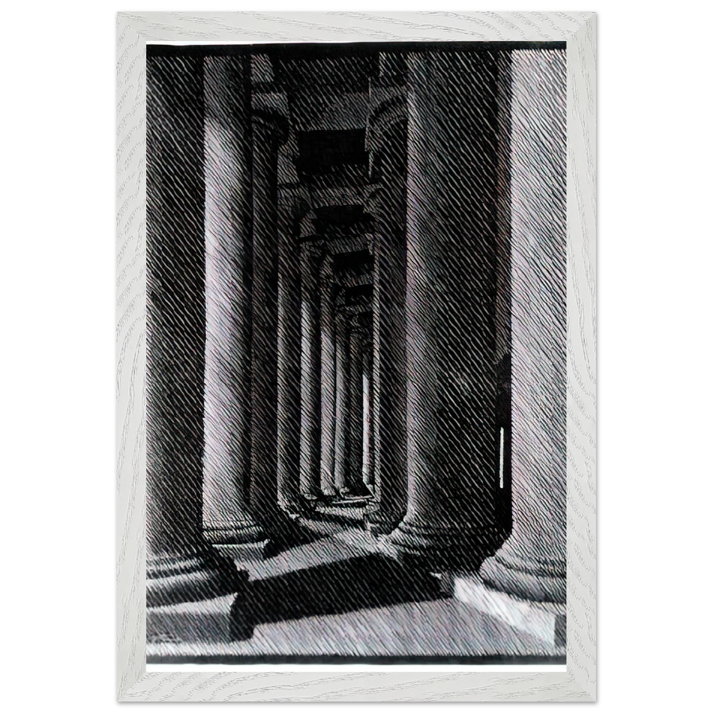 MC Escher - NOCTURNAL ROME COLONADE OF ST PETER S Wall Art - 30x40 cm / 12x16 inches - Premium Wooden Framed Poster With Fine Art Paper - Wood frame