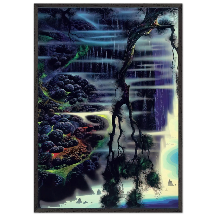 Seaside Splendor - Eyvind Earle 70x100 cm / 28x40 inches Framed Art Print – Black Wooden Frame