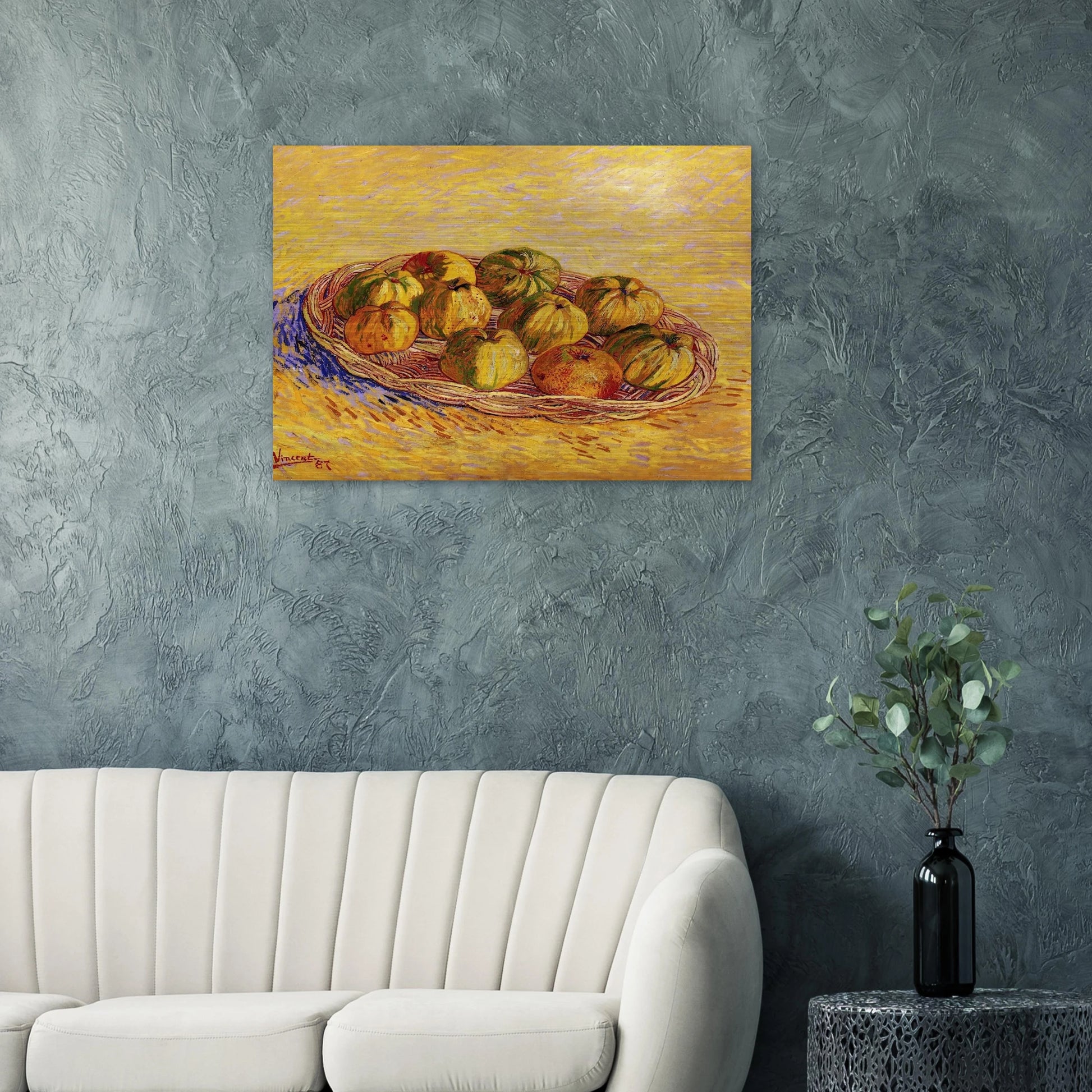 Still Life with Basket of Apples - Vincent van Gogh Brushed Aluminum Print - 70x100 cm / 28x40 inches | Vincent van Gogh Aluminum Print | Vincent van Gogh Prints