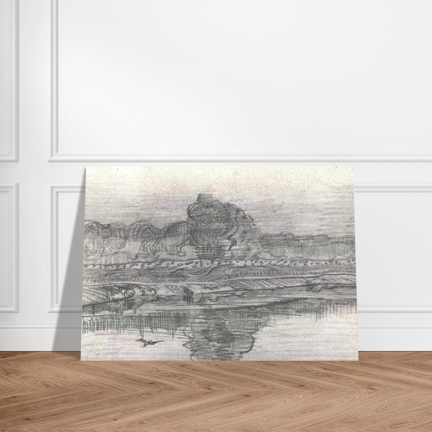 Landscape with the Oise - Vincent van Gogh Brushed Aluminum Print - 70x100 cm / 28x40 inches | Vincent van Gogh Aluminum Print | Vincent van Gogh Prints