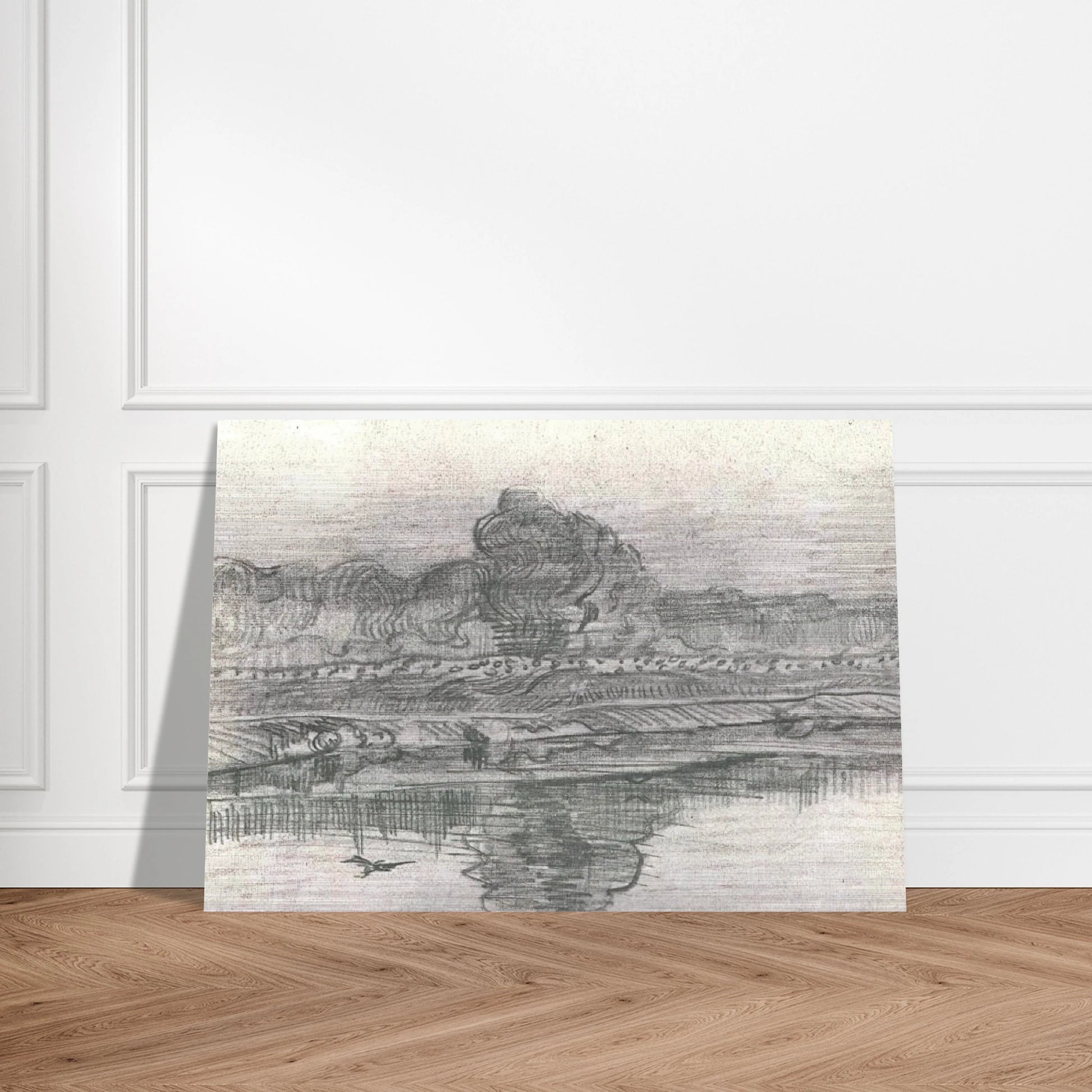 Landscape with the Oise - Vincent van Gogh Brushed Aluminum Print - 70x100 cm / 28x40 inches | Vincent van Gogh Aluminum Print | Vincent van Gogh Prints