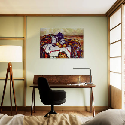 Still Life with Blue Pot - Paul Cézanne Brushed Aluminum Print - 70x100 cm / 28x40 inches | Paul Cézanne Aluminum Print | Paul Cézanne Prints