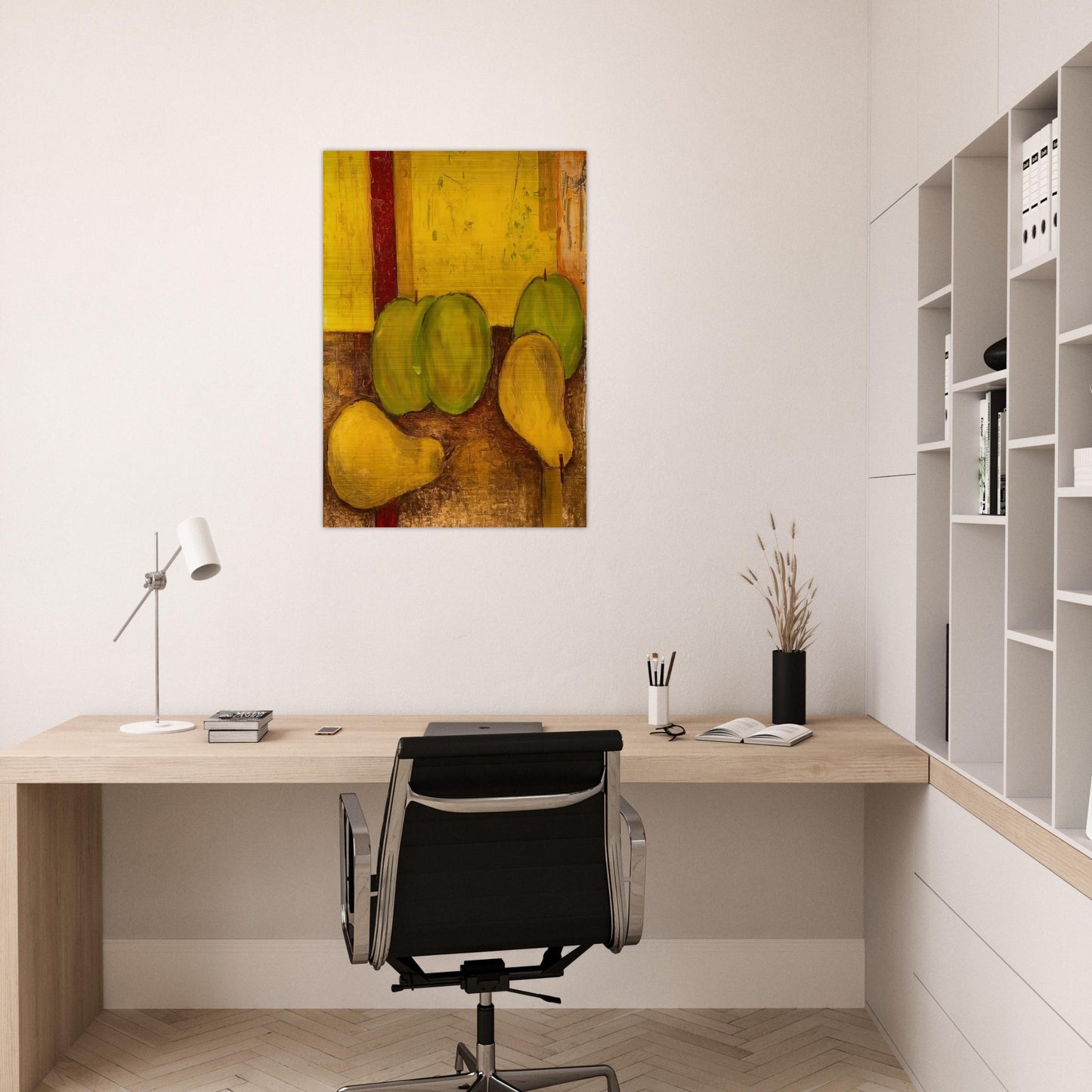 Still life with green apples and pears - 1948 - Forrest Bess Brushed Aluminum Print - 70x100 cm / 28x40 inches | Forrest Bess Aluminum Print | Forrest Bess Prints