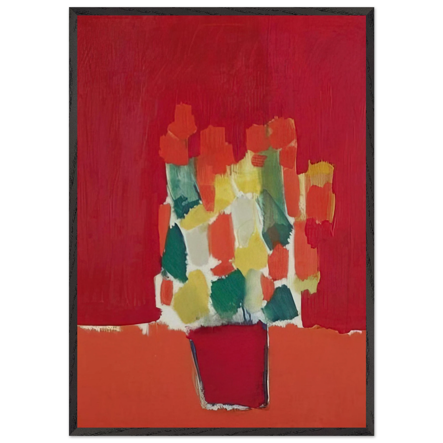 Fleurs rouges - 1952 - Nicolas de Stael 70x100 cm / 28x40 inches Framed Art Print – Black Wooden Frame