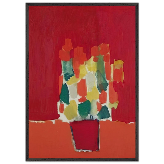 Fleurs rouges - 1952 - Nicolas de Stael 70x100 cm / 28x40 inches Framed Art Print – Black Wooden Frame