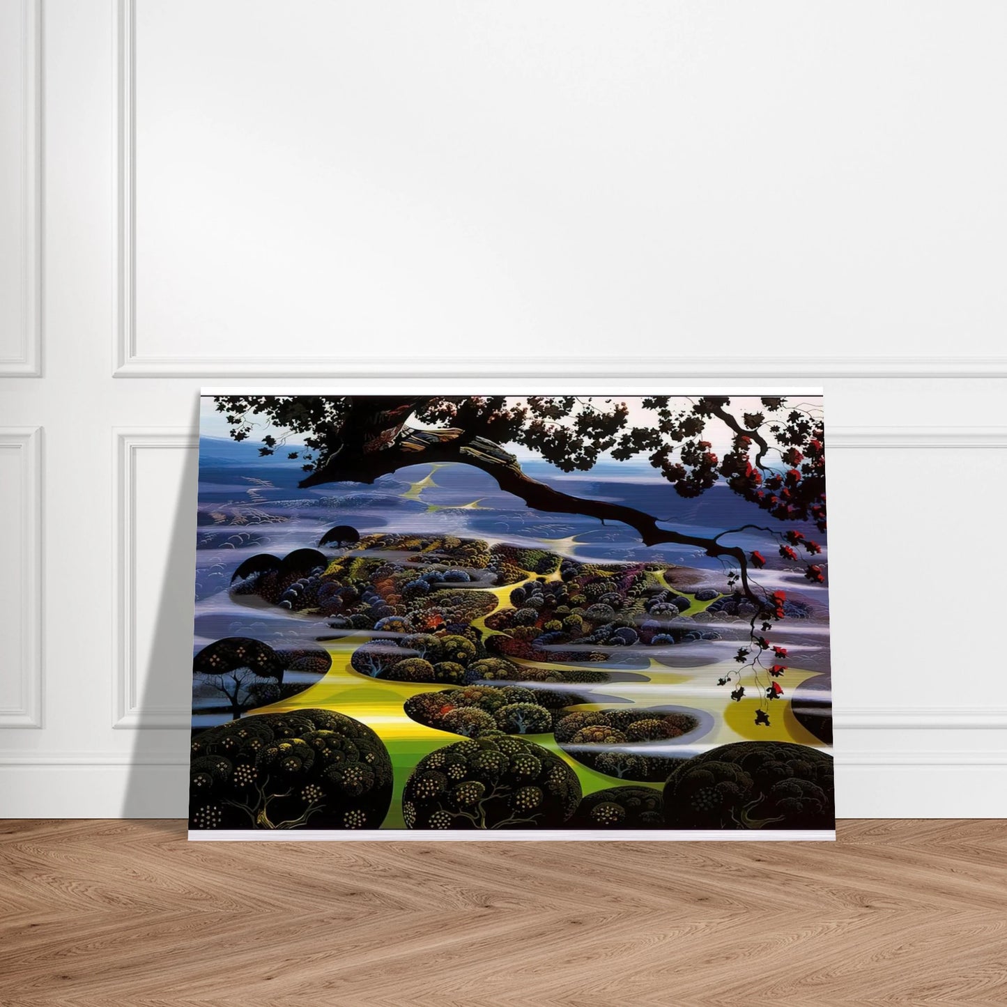 Mystic Mountain - Eyvind Earle Brushed Aluminum Print - 70x100 cm / 28x40 inches | Eyvind Earle Aluminum Print | Eyvind Earle Prints