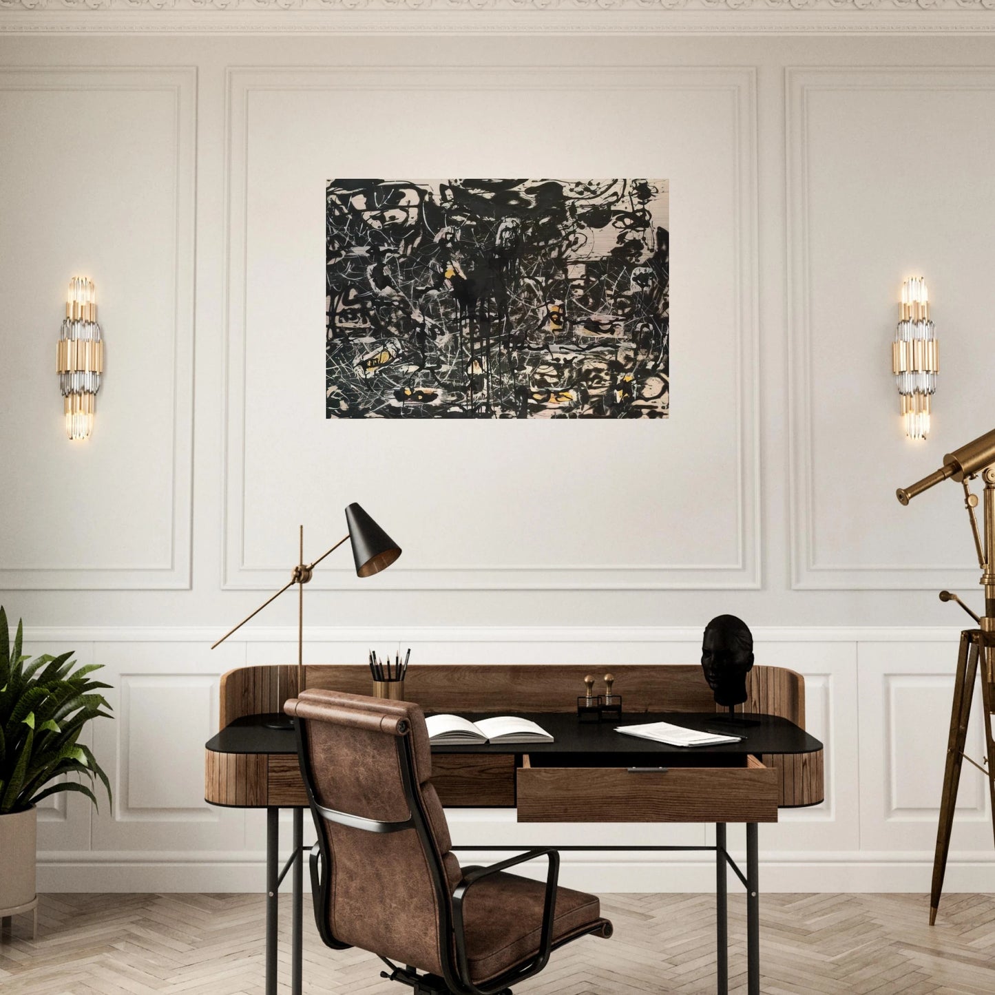 YELLOW ISLANDS - Jackson Pollock Brushed Aluminum Print - 70x100 cm / 28x40 inches | Jackson Pollock Aluminum Print | Jackson Pollock Prints