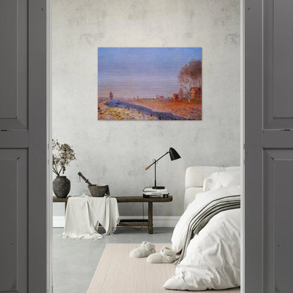 The Plain of Colombes, White Frost - claude monet Brushed Aluminum Print - 70x100 cm / 28x40 inches | claude monet Aluminum Print | claude monet Prints