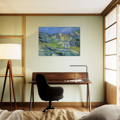 Houses at the L'Estaque - Paul Cézanne Brushed Aluminum Print - 70x100 cm / 28x40 inches | Paul Cézanne Aluminum Print | Paul Cézanne Prints