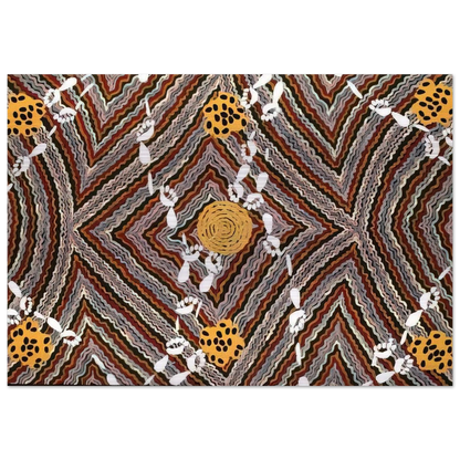 Salt Lake at Napperby - Native Art - Clifford Possum Tjapaltjarri Brushed Aluminum Print - 70x100 cm / 28x40 inches | Clifford Possum Tjapaltjarri Aluminum Print | Clifford Possum Tjapaltjarri Prints