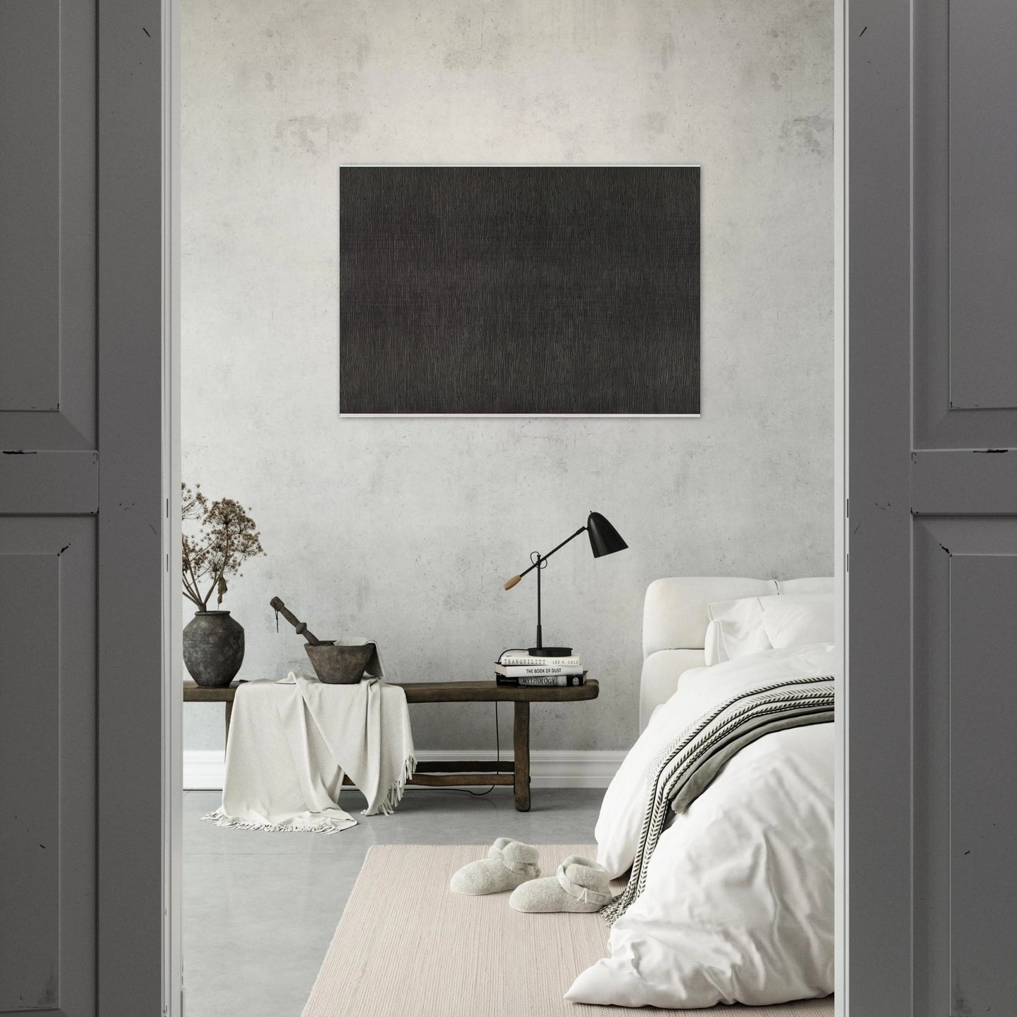 Black with White Lines, Vertical Not Touching - Sol LeWitt Brushed Aluminum Print - 70x100 cm / 28x40 inches | Sol LeWitt Aluminum Print | Sol LeWitt Prints