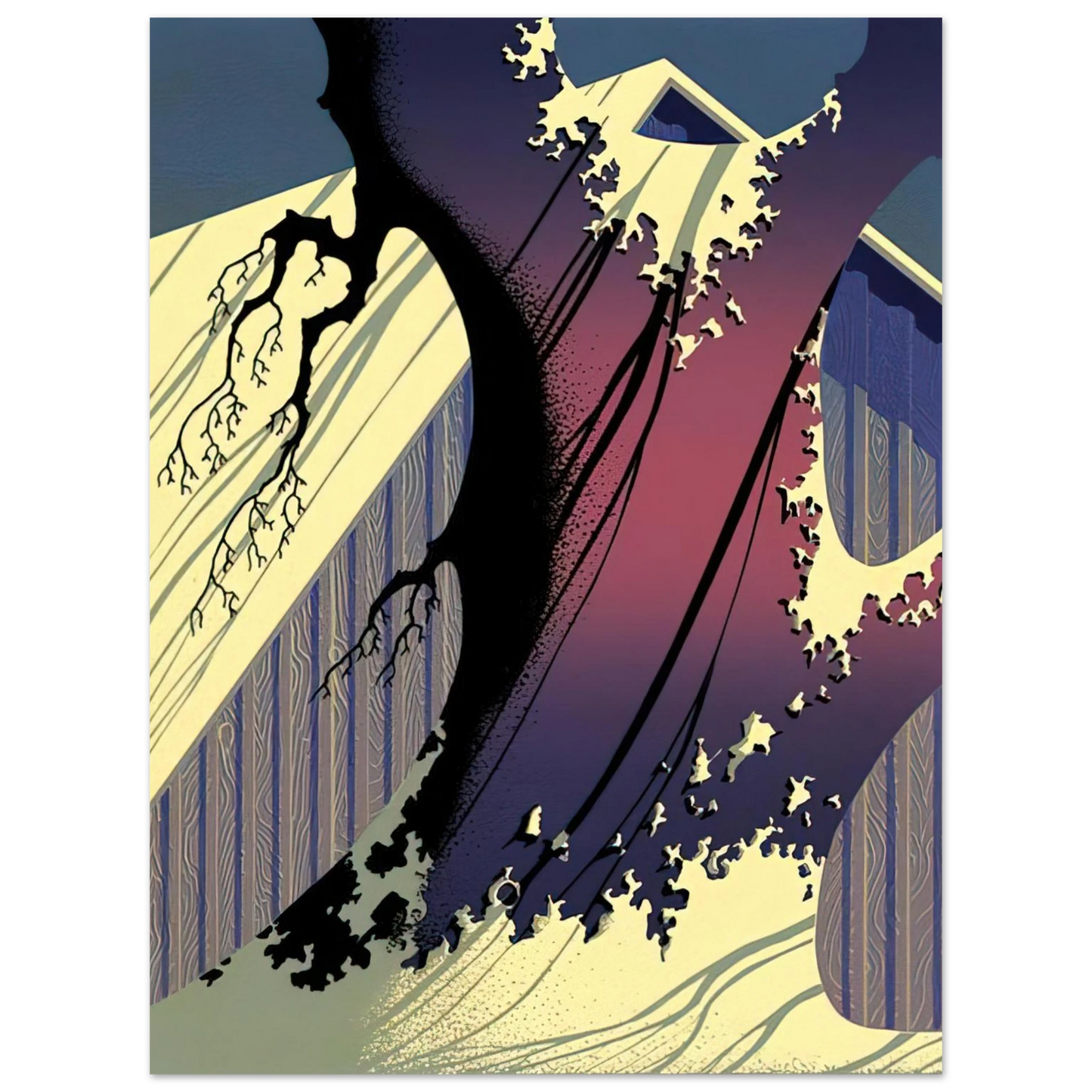 Eyvind Earle - Mauve Barn  75x100 cm / 30x40inches Fine Art Poster