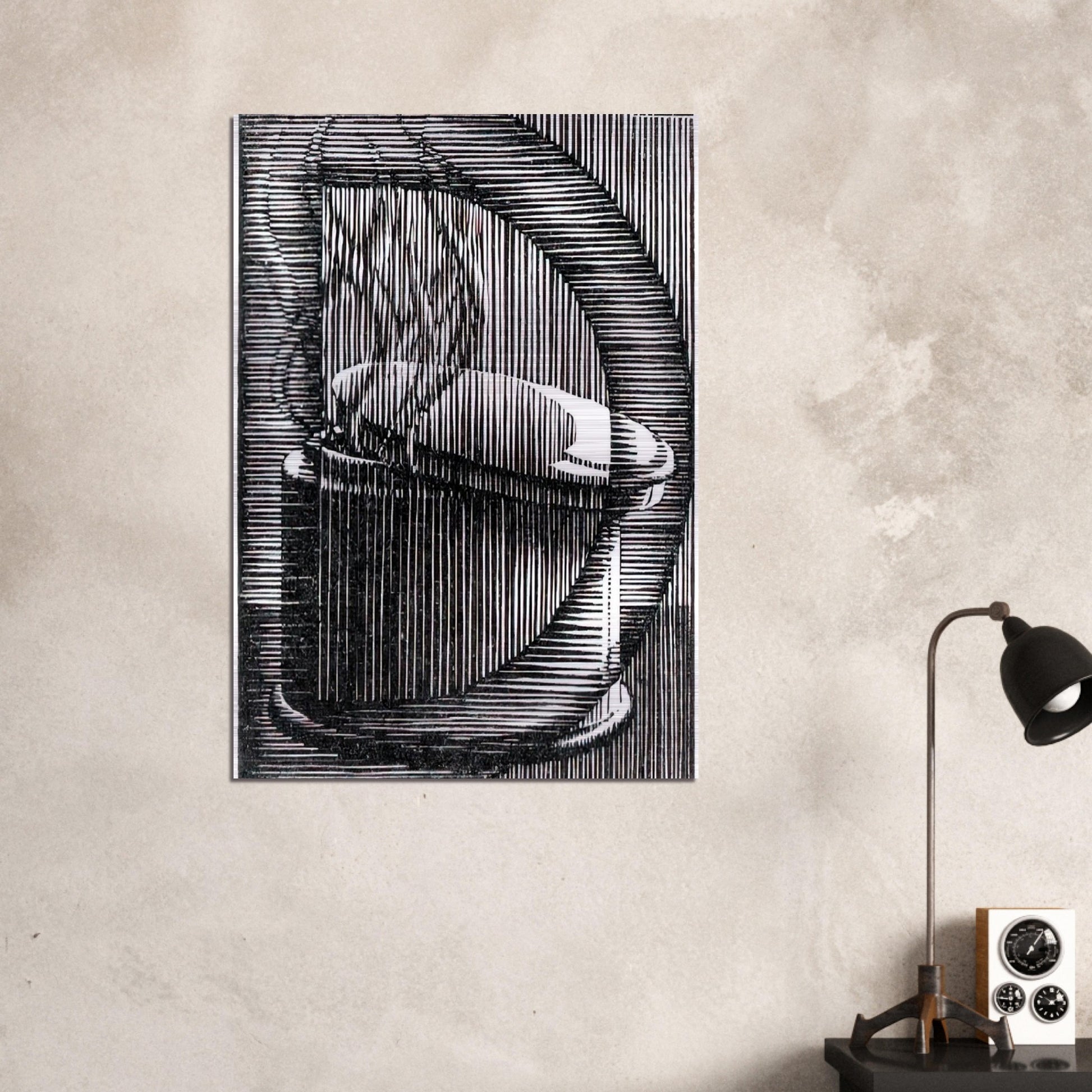 INITIAL D - MC Escher Brushed Aluminum Print - 70x100 cm / 28x40 inches | MC Escher Aluminum Print | MC Escher Prints