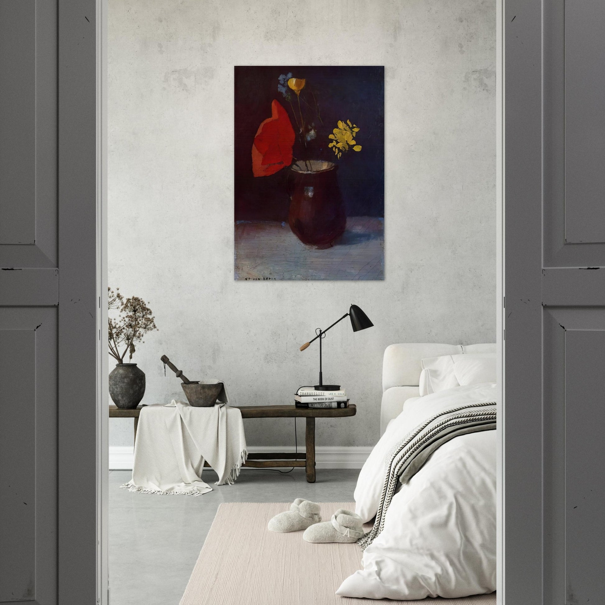 PITCHER OF FLOWERS - Odilon Redon Brushed Aluminum Print - 70x100 cm / 28x40 inches | Odilon Redon Aluminum Print | Odilon Redon Prints
