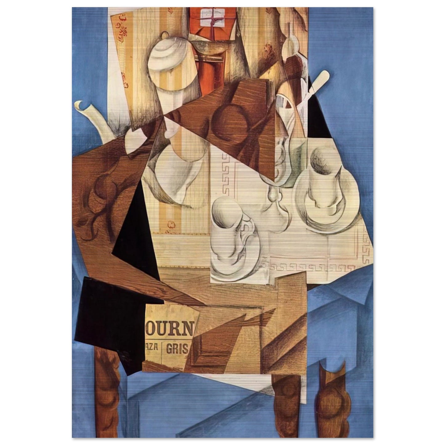 BREAKFAST 1914 - Juan Gris Brushed Aluminum Print - 70x100 cm / 28x40 inches | Juan Gris Aluminum Print | Juan Gris Prints
