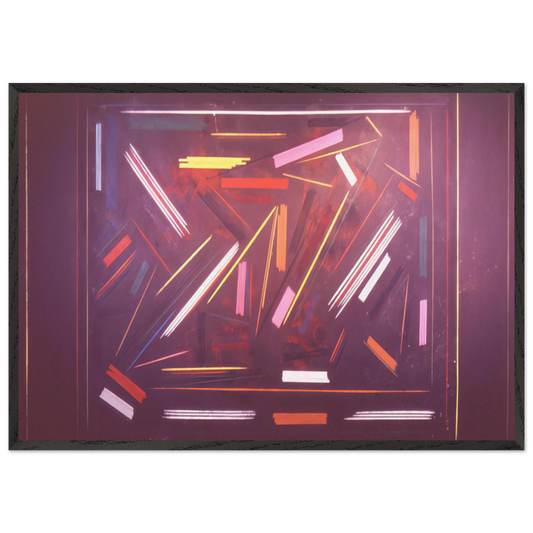 Brown Line Painting - 1968 - Ronnie Landfield 70x100 cm / 28x40 inches Framed Art Print – Black Wooden Frame