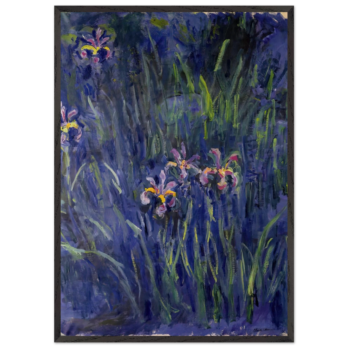 Irises 2 - claude monet 70x100 cm / 28x40 inches Framed Art Print – Black Wooden Frame