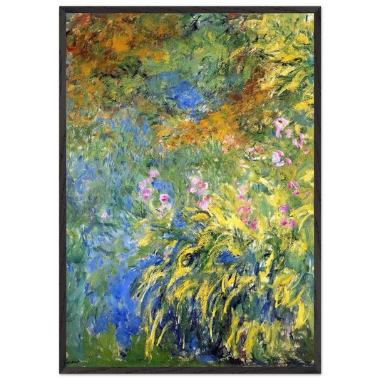 Irises 3 - claude monet 70x100 cm / 28x40 inches Framed Art Print – Black Wooden Frame