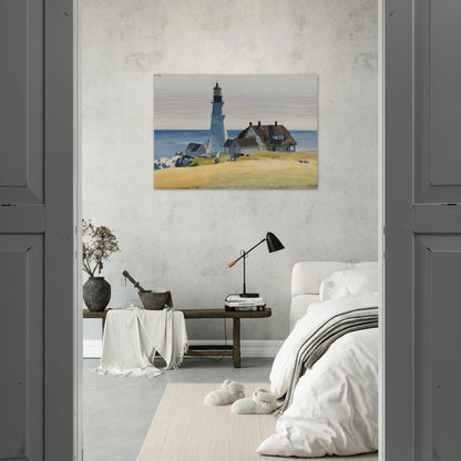 Lighthouse and Buildings, Portland Head, Cape Elizabeth, Maine - Edward Hopper Brushed Aluminum Print - 70x100 cm / 28x40 inches | Edward Hopper Aluminum Print | Edward Hopper Prints